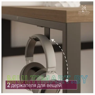 Компьютерный стол Millwood Каир 2 с вырезом 1600х800 ЛДСП (дуб табачный крафт/металлокаркас черный) картинка 10